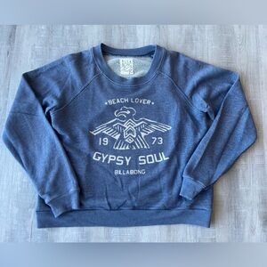 BILLABONG Long Sleeve Crew Neck Blue Graphic Sweatshirt Size Medium